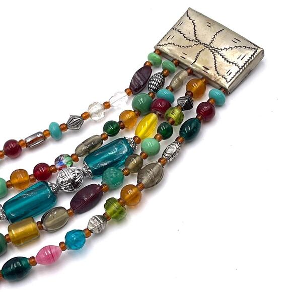 Western Vintage handmade belt glass beads tribal aztec style main image 13